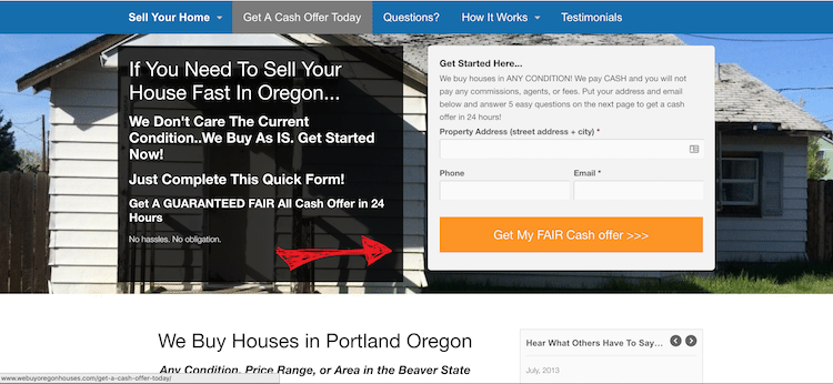 seo for real estate - above the fold content