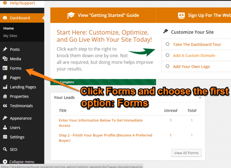 Carrot Forms on Dashboard